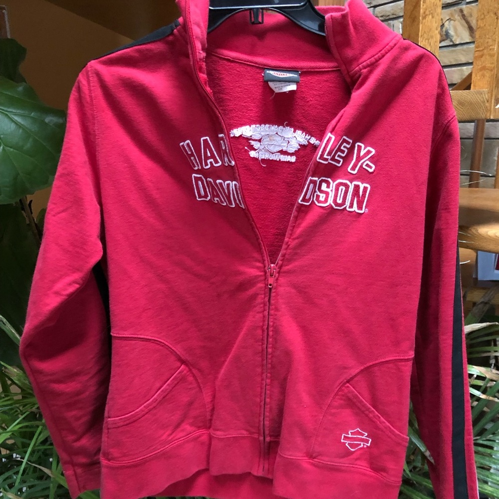 Harley Davidson Large Red Zipper Sweatshirt